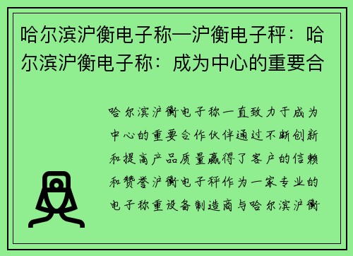 哈尔滨沪衡电子称—沪衡电子秤：哈尔滨沪衡电子称：成为中心的重要合作伙伴